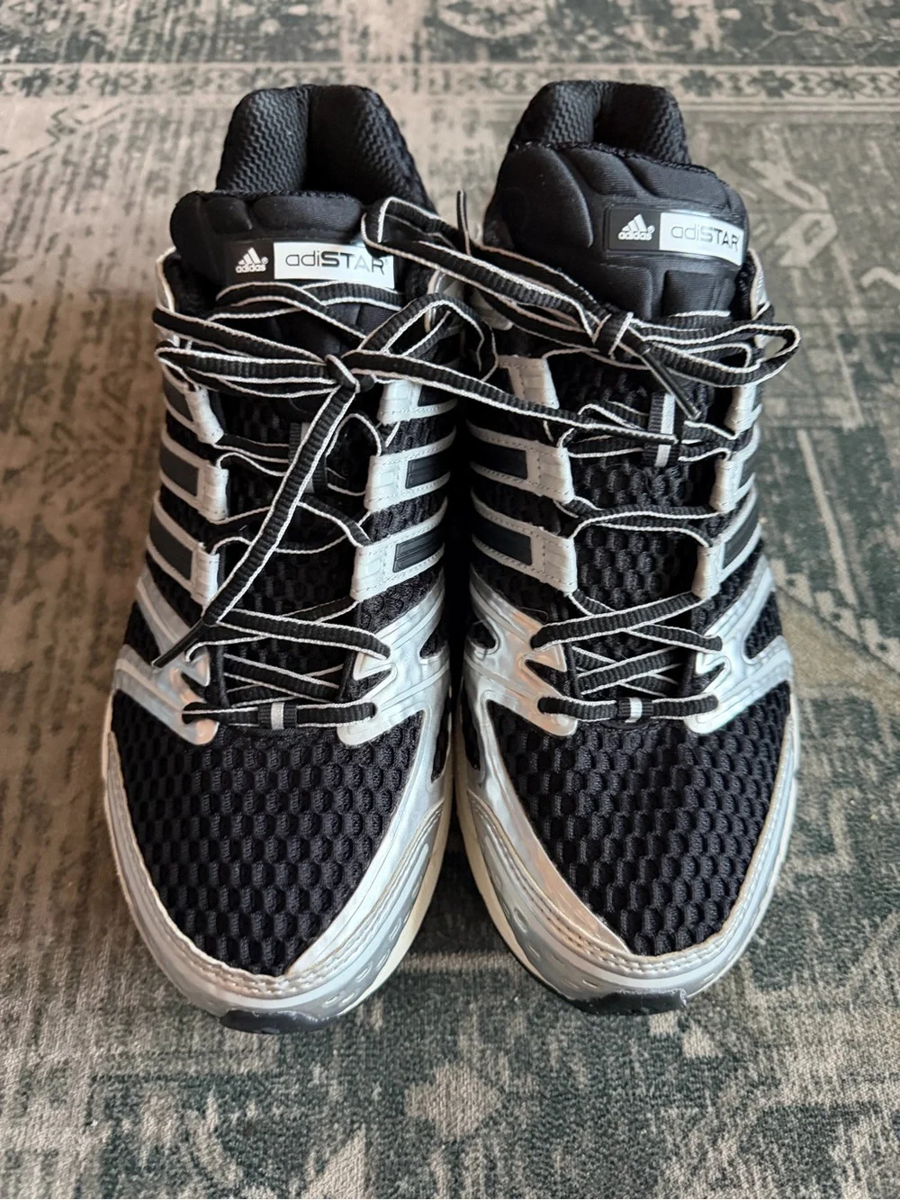 Adidas Adistar Control 5 sneakers black and metallic silver men’s size 11